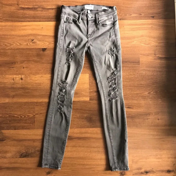 FRAME Le Skinny de Jeanne in Grey Shred - Picture 4 of 14
